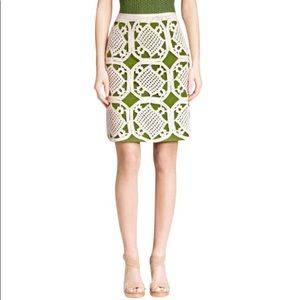 Tory Burch green and white Lexi skirt
